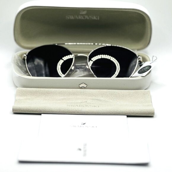 NEW SWAROVSKI SK286 16C Silver/Grey Mirrored Cat Eye 58mm 16 135
